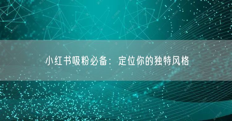 小红书吸粉必备：定位你的独特风格