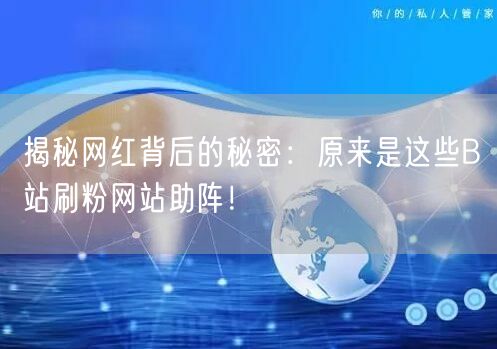 揭秘网红背后的秘密：原来是这些B站刷粉网站助阵！