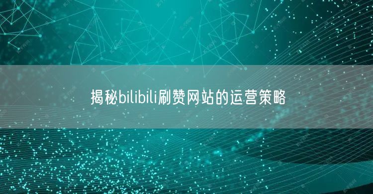 揭秘bilibili刷赞网站的运营策略