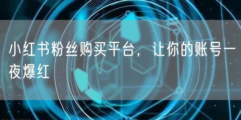 小红书粉丝购买平台，让你的账号一夜爆红