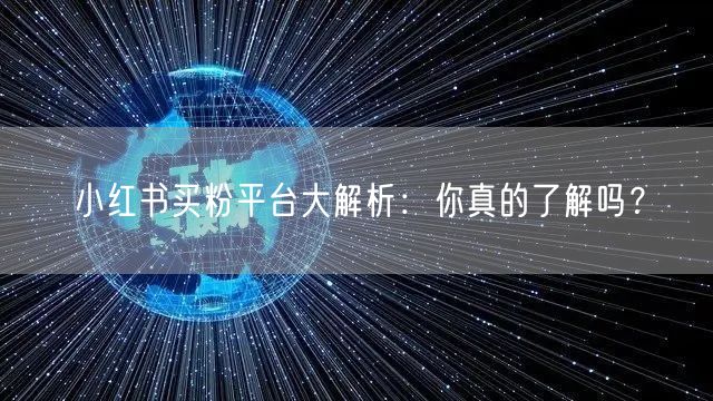 小红书买粉平台大解析：你真的了解吗？